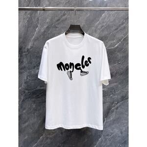 Moncler Men's and Women's crew neck white short sleeve T-shirt